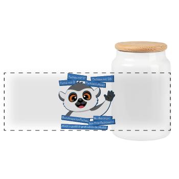 Panda Grüße: The Art of Tschau (Mundart) - Panorama Keksdose mit Holzdeckel - Weiß - Vorne