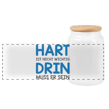 Hart Ist Nicht Wichtig... - Panorama Keksdose mit Holzdeckel - Weiß - Vorne
