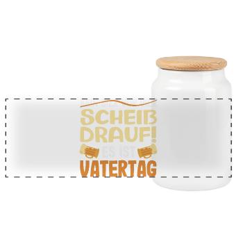 Funny Father's Day Gift Dad Beer - Panoramic Cookie Jar with Wooden Lid - white - Front