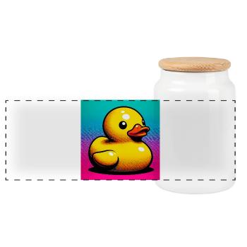 Duckling Duck Duck Duck - Panoramic Cookie Jar with Wooden Lid - white - Front