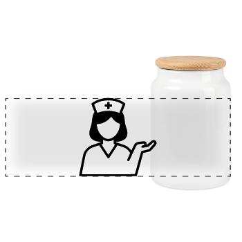 Nurse Icon | Care with heart - Panoramic Cookie Jar with Wooden Lid - white - Front