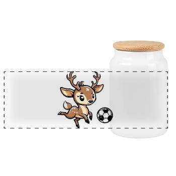 Dessin animé cerf football - Boîte à biscuits avec couvercle en bois - blanc - Devant