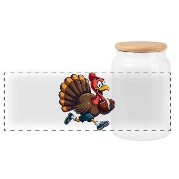 Thanksgiving Football Truthahn - Panorama Keksdose mit Holzdeckel - Weiß - Vorne