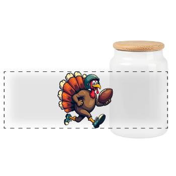 Thanksgiving Football Truthahn - Panorama Keksdose mit Holzdeckel - Weiß - Vorne