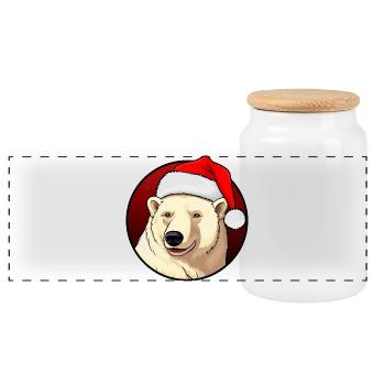 Eisbären Weihnachten - Panorama Keksdose mit Holzdeckel - Weiß - Vorne