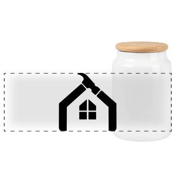 Logo d’artisan concierge – Marteau - Boîte à biscuits avec couvercle en bois - blanc - Devant