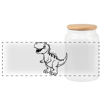 niedlicher Dinosaurier T-shirt Geschenk Kinder - Panorama Keksdose mit Holzdeckel - Weiß - Vorne