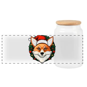 Füchse Weihnachten - Panorama Keksdose mit Holzdeckel - Weiß - Vorne