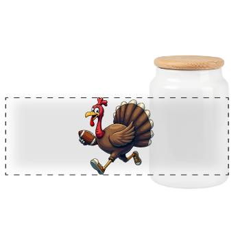 Thanksgiving Football Truthahn - Panorama Keksdose mit Holzdeckel - Weiß - Vorne