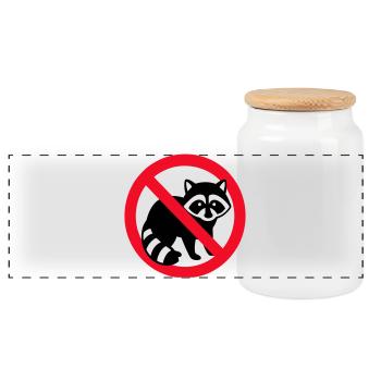 Kein Waschbär-Zonen-Emblem - Panorama Keksdose mit Holzdeckel - Weiß - Vorne