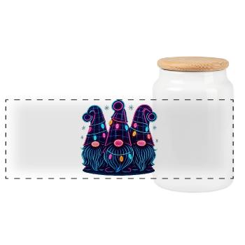 Christmas Gnome Family Matching Funny - Panoramic Cookie Jar with Wooden Lid - white - Front