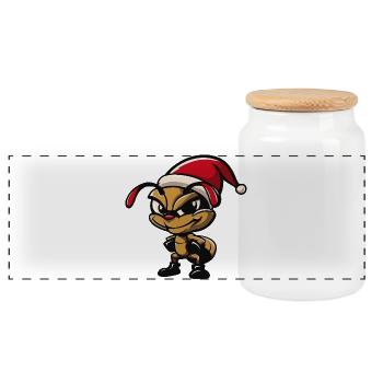 Ant Christmas - Panoramic Cookie Jar with Wooden Lid - white - Front