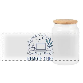 Motif d’ordinateur portable Remote Chef - Boîte à biscuits avec couvercle en bois - blanc - Devant