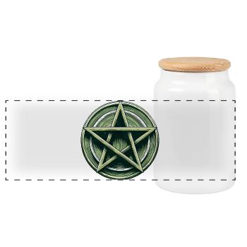 Écusson Pentagramme Émeraude - Boîte à biscuits avec couvercle en bois - blanc - Devant