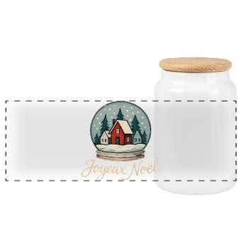Boule de Noël Maison Rouge - Boîte à biscuits avec couvercle en bois - blanc - Devant