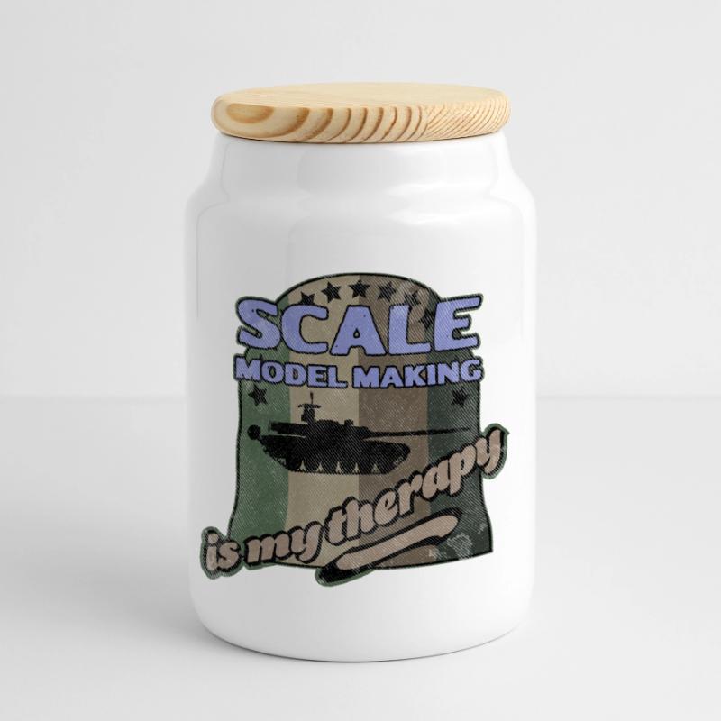 Scale Model Making Therapy Panoramic Cookie Jar with Wooden Lid