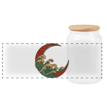 Mosaïque De Vague Croissant - Boîte à biscuits avec couvercle en bois - blanc - Devant