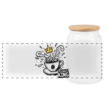 Grind or Die: coffee king krone graffiti kaffee - Panoramic Cookie Jar with Wooden Lid - white - Front