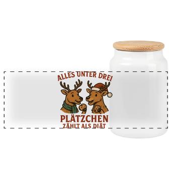 Alles unter drei Plätzchen zählt als Diät - Shirt - Panorama Keksdose mit Holzdeckel - Weiß - Vorne
