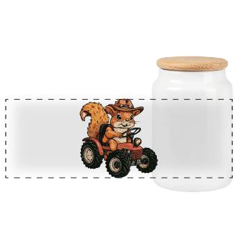 Écureuil Éleveur de Tracteurs - Boîte à biscuits avec couvercle en bois - blanc - Devant