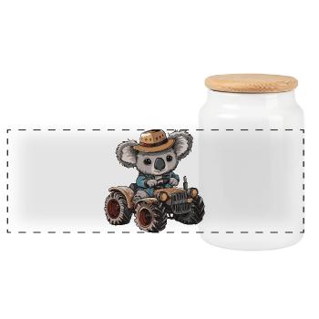 Éleveur de tracteurs koala - Boîte à biscuits avec couvercle en bois - blanc - Devant