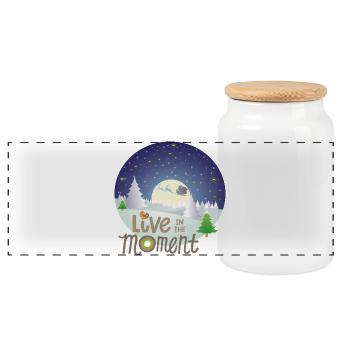 La magie hivernale Vivre dans l’instant - Boîte à biscuits avec couvercle en bois - blanc - Devant