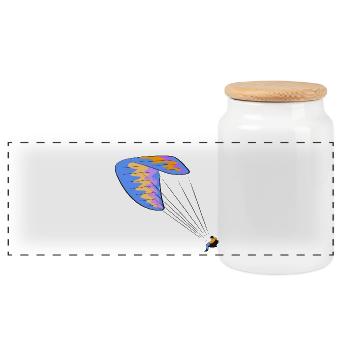 Paragliding Sport - Panoramic Cookie Jar with Wooden Lid - white - Front