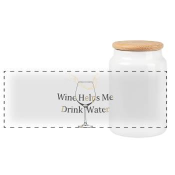Wine-water logic - Panoramic Cookie Jar with Wooden Lid - white - Front