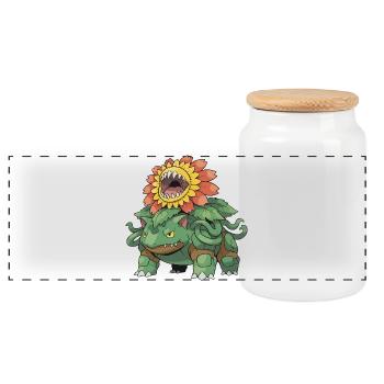 Sonnenblumen-Monsterbestie - Panorama Keksdose mit Holzdeckel - Weiß - Vorne