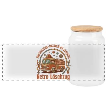 Descendants de la Rétro Fire Brigade - Boîte à biscuits avec couvercle en bois - blanc - Devant