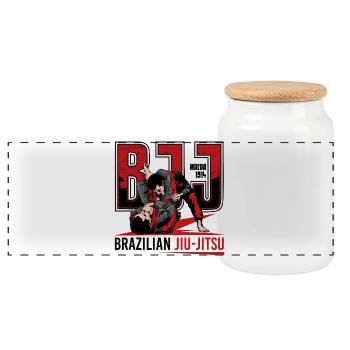 Jiu-Jitsu brésilien Arts martiaux - Boîte à biscuits avec couvercle en bois - blanc - Devant