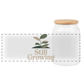 Still Growing – Vintage Plant - Panoramic Cookie Jar with Wooden Lid - white - Front