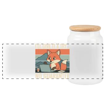 Ich probier's mal – Fuchs Laptop Humor - Panorama Keksdose mit Holzdeckel - Weiß - Vorne