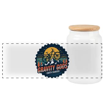Gravity Gods Earth Shakers - Panoramic Cookie Jar with Wooden Lid - white - Front