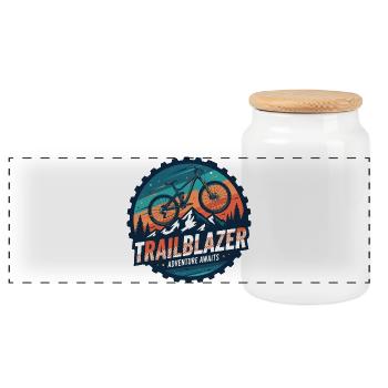 Trailblazer Mountainbike-Abenteuer - Panorama Keksdose mit Holzdeckel - Weiß - Vorne