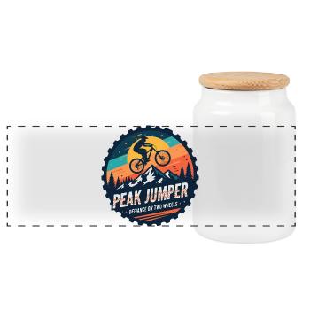Badge de VTT Peak Jumper - Boîte à biscuits avec couvercle en bois - blanc - Devant