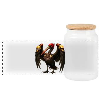 Dark Raven with Skulls - Panoramic Cookie Jar with Wooden Lid - white - Front
