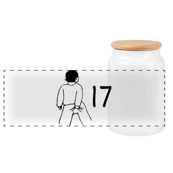 17th Birthday - 17 years old - Panoramic Cookie Jar with Wooden Lid - white - Front