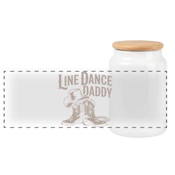 Line Dance Daddy Cowboy Boots - Panoramic Cookie Jar with Wooden Lid - white - Front