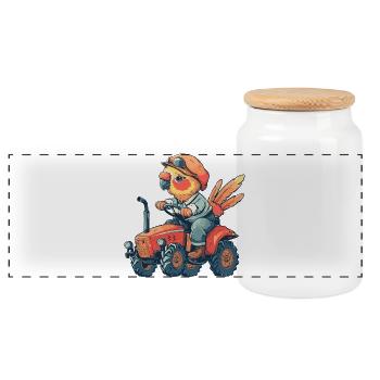 Éleveur de tracteurs perroquets - Boîte à biscuits avec couvercle en bois - blanc - Devant