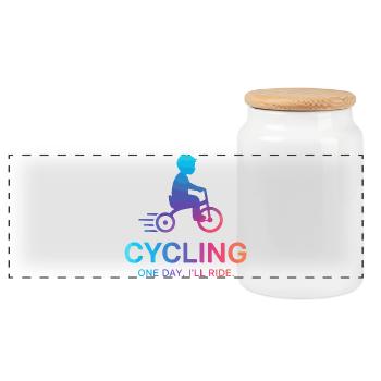 One Day I'll Ride Cycling - Panoramic Cookie Jar with Wooden Lid - white - Front