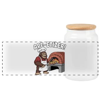 Ape-Etizer Pizza Chef - Panoramic Cookie Jar with Wooden Lid - white - Front