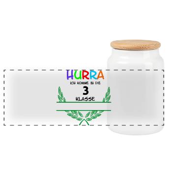 HURRA ich komme in die 3. Class - Namespace - Panoramic Cookie Jar with Wooden Lid - white - Front