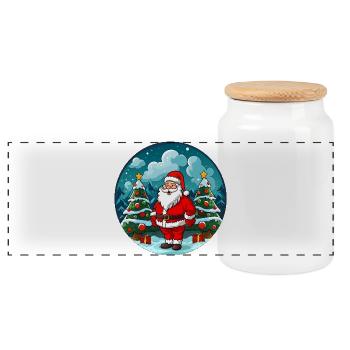 Sweet Santa Claus - Panoramic Cookie Jar with Wooden Lid - white - Front