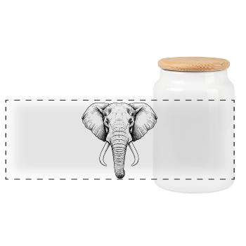 Éléphant - Boîte à biscuits avec couvercle en bois - blanc - Devant