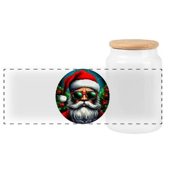 Cooler Santa - Panorama Keksdose mit Holzdeckel - Weiß - Vorne