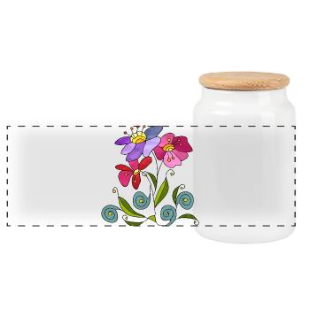 Fleur - Boîte à biscuits avec couvercle en bois - blanc - Devant