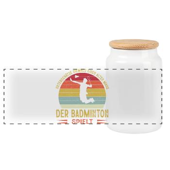 Badminton Player Gifts Badminton Outfits - Panoramic Cookie Jar with Wooden Lid - white - Front
