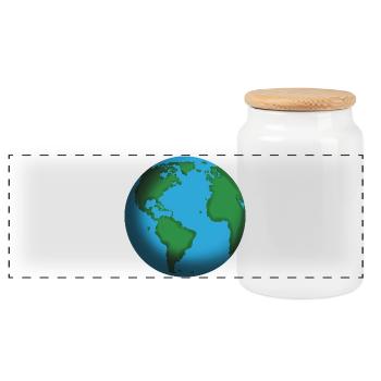 Earth Globe Teal Icon - Panoramic Cookie Jar with Wooden Lid - white - Front
