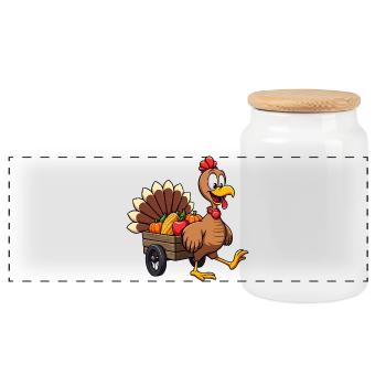 Thanksgiving Drôle Dinde de Thanksgiving - Boîte à biscuits avec couvercle en bois - blanc - Devant